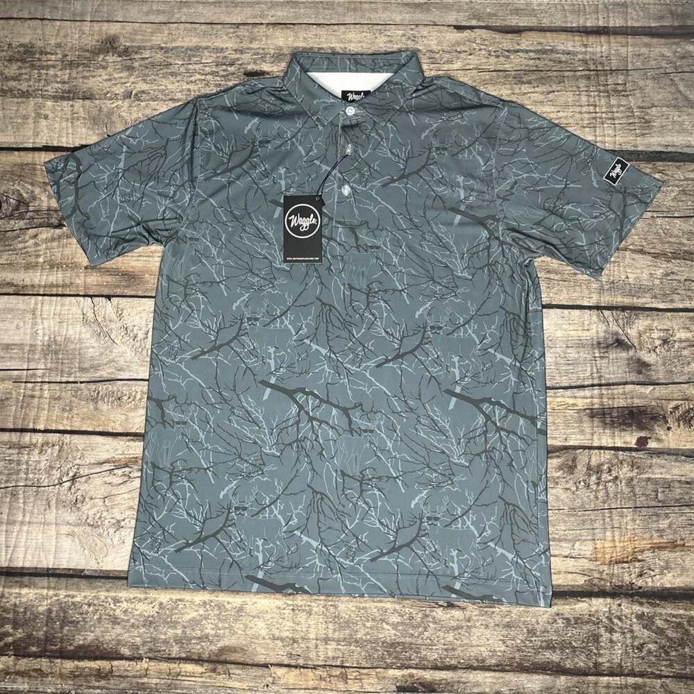 Waggle Golf Polo Shirt Mens L Large Kentucky Buck Deer Camo Performance Stretch